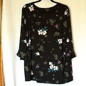 J. Jill Wearever Collection Black Floral 2X Top